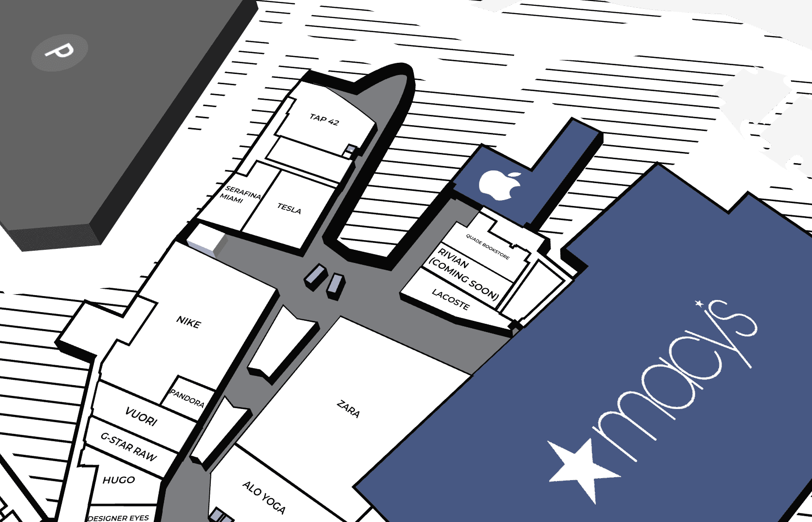 Aventura Mall Map with Rivian Store